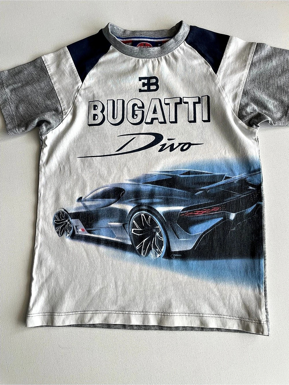 Bugatti Kids Divo Sketch T-Shirt Sketch Graphic Tee Gray & Blue Boys 6